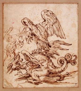 Deux aigles combattant un dragon (1641.F)