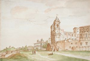 Anonyme, Vue du Pincio avec la Trinité-des-Monts et la Villa Médicis, 4e/4 du 19e siècle