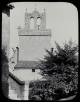 plaque de verre photographique ; Camarsac (Gironde), église et clocher XIV