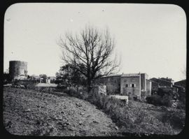plaque de verre photographique ; Castelmoron d’Albret, Restes des fortifications