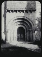 plaque de verre photographique ; Coirac, portail de l’église