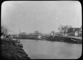 plaque de verre photographique ; Libourne, pont suspendu
