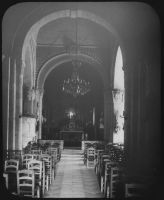 plaque de verre photographique ; Lignan, l’église, intérieur