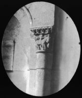 plaque de verre photographique ; Gironde, Lignan, église, châpiteau du transept