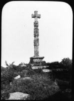 plaque de verre photographique ; Nérigean, croix de cimetière