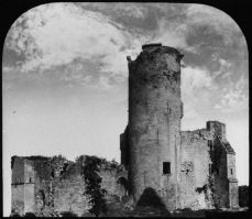 plaque de verre photographique ; Rauzan, château, le donjon