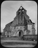 plaque de verre photographique ; Gironde, Quentin de Baron, église, façade