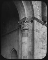 plaque de verre photographique ; La Sauve (Gironde), abbaye, Samson déchirant la gueule du lion, Portes de Gaza