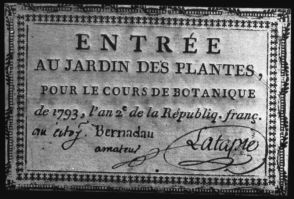 plaque de verre photographique ; Bordeaux, Carte d’entrée au Cours de botanique du (Pr.) Latapie ( ?)