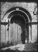 plaque de verre photographique ; Porte de l’église de Francs