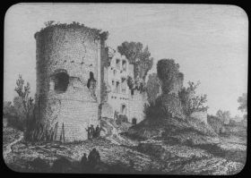 plaque de verre photographique ; château de Blanquefort, L. Drouyn  Guienne militaire pl. 76