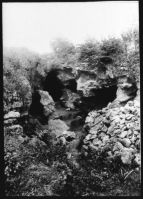 plaque de verre photographique ; Bourg, caverne de Pair-non-Pair, entrée