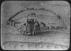 plaque de verre photographique ; Castillon [?] Dordogne (?), ruines du chât 1606