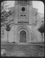 plaque de verre photographique ; Langoiran, église du Haut ; façade