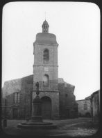 plaque de verre photographique ; Rions, Eglise Saint Seurin : façade
