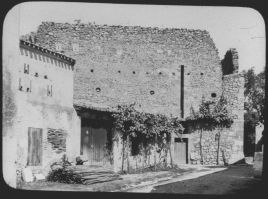 plaque de verre photographique ; Rions, Citadelle pan de mur
