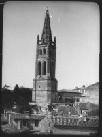 plaque de verre photographique ; Saint-Emilion, Clocher de l’église souterraine