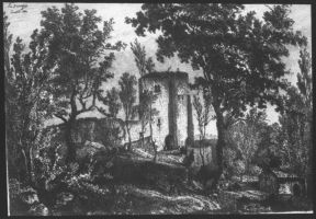 plaque de verre photographique ; château de Pommiers, L. Drouyn  Guienne militaire, pl. 21