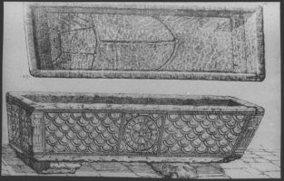 plaque de verre photographique ; Cimetière St Michel, Sarcophage chrétien