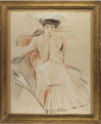 Jeune femme avec une ombrelle, assise dans un fauteuil ; © Bayonne, musée Bonnat-Helleu / cliché A. Vaquero