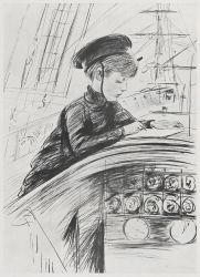 Jean Helleu en béret de marin dessinant sur le pont du yacht de son père ; © Bayonne, musée Bonnat-Helleu / cliché A. Vaquero