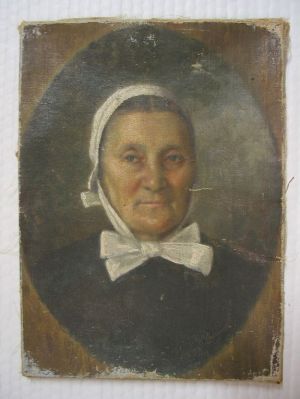 Portrait de vieille femme à bonnet blanc
