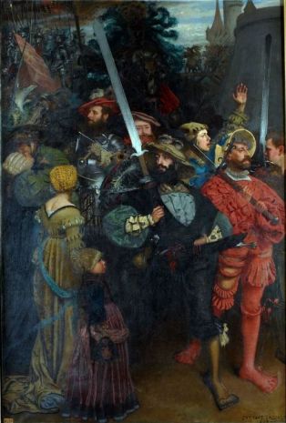 Sortie d'armée, lansquenets, soldats mercenaires allemands au XVIe siècle.