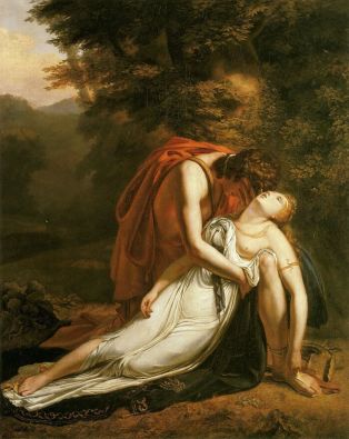 Eurydice mourant dans les bras d'Orphée