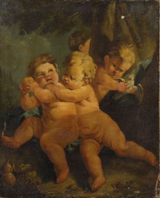 Enfants se disputant une pomme