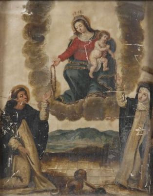 La Vierge du Rosaire apparaissant à Saint Dominique de Guzman et à sainte Catherine de Sienne ou L'institution du Rosaire