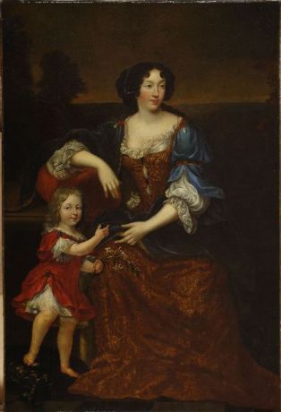 Portrait d'Isabelle d'Orléans (1646-1696) avec son fils (1670-1675), dit autrefois Madame de Montespan et le duc du Maine