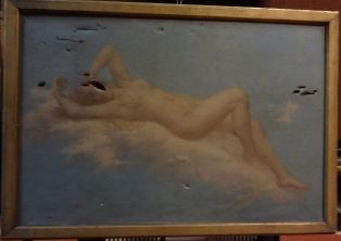esquisse : femme couchée sur une nuée