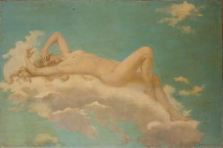 esquisse pour plafond : femme sur une nuée