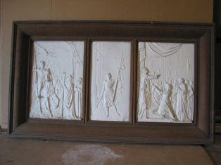 Bas relief (x3) ; Scènes de la vie de Jeanne d’Arc