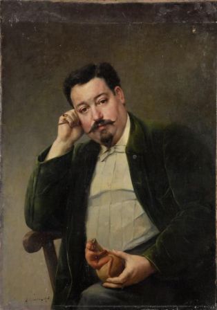 Portrait d'un sculpteur tenant une poterie, Henri Varenne
