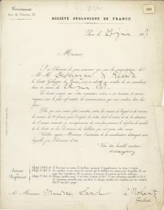 Brevet d'admission de Maurice SAND à la Société Géologique de France