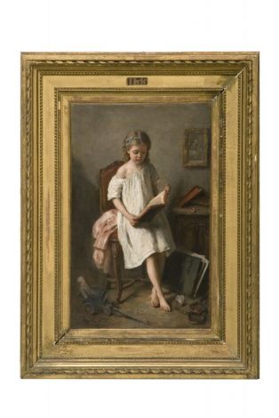 Marie Nicolas (1845-1903), Curiosité, huile sur toile, 1867