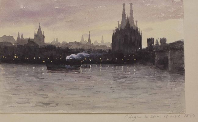 Cologne le soir (titre inscrit), dessin