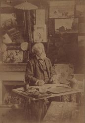 Emmanuel Lansyer dans son atelier à Paris, 29 quai Bourbon, le 5 mai 1884 ; © Collection Musée Lansyer  Musée Lansyer, Ville de Loches