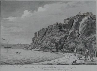 Vüê du rocher dit de la pierre bécherel à un quart de lieue de la pointe / bord de la Loire 2 lieues d’Angers. (titre inscrit)