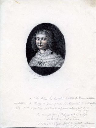 dessin à la plume portrait de Charlotte des Essarts par Ovide Scribe