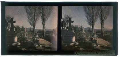 plaque de verre photographique ; Jaxu - Le cimetière