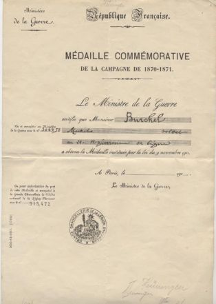 MEDAILLE COMMEMORATIVE DE LA CAMPAGNE DE 1870-1871.
