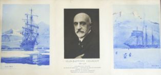 Portrait de J.B.Charcot entre deux vues du “Pourquoi Pas?” au Pôle (972.006.015)