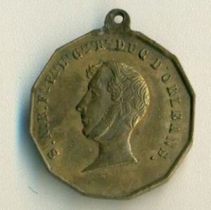 Médaille frappée à l’occasion dela mort de Ferdinand-Philippe, duc d’Orléans et prince royal le 13 juillet 1842 ; Ferdinand-Philippe, duc d’Orléans (986.002.002)