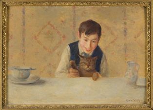 Portrait de jeune garçon jouant avec un chat
Nino Veber (1947-36-16)