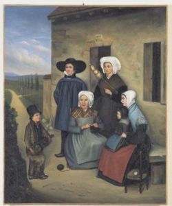 Jeune vielleur savoyard jouant devant une famille berrichonne (1840) (1964.26.1)