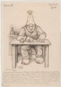 Lettres d'un vieux païsan berrichon ; Dessin ; Homme assis de face ; Homme marchant à droite ; Truie (1965.26.9)