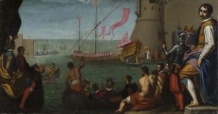 tableau ; L’embarquement de Marie de Médicis au port de Livourne le 17 octobre 1600 (2003.9.1)