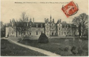 carte postale ; Huismes, près Chinon (I.-et-L.). - Château de la Ville-au-Maire (façade principale) (2007.31.54)